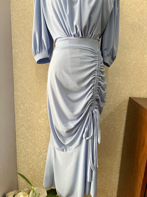 Round Neck Side Runched Dress